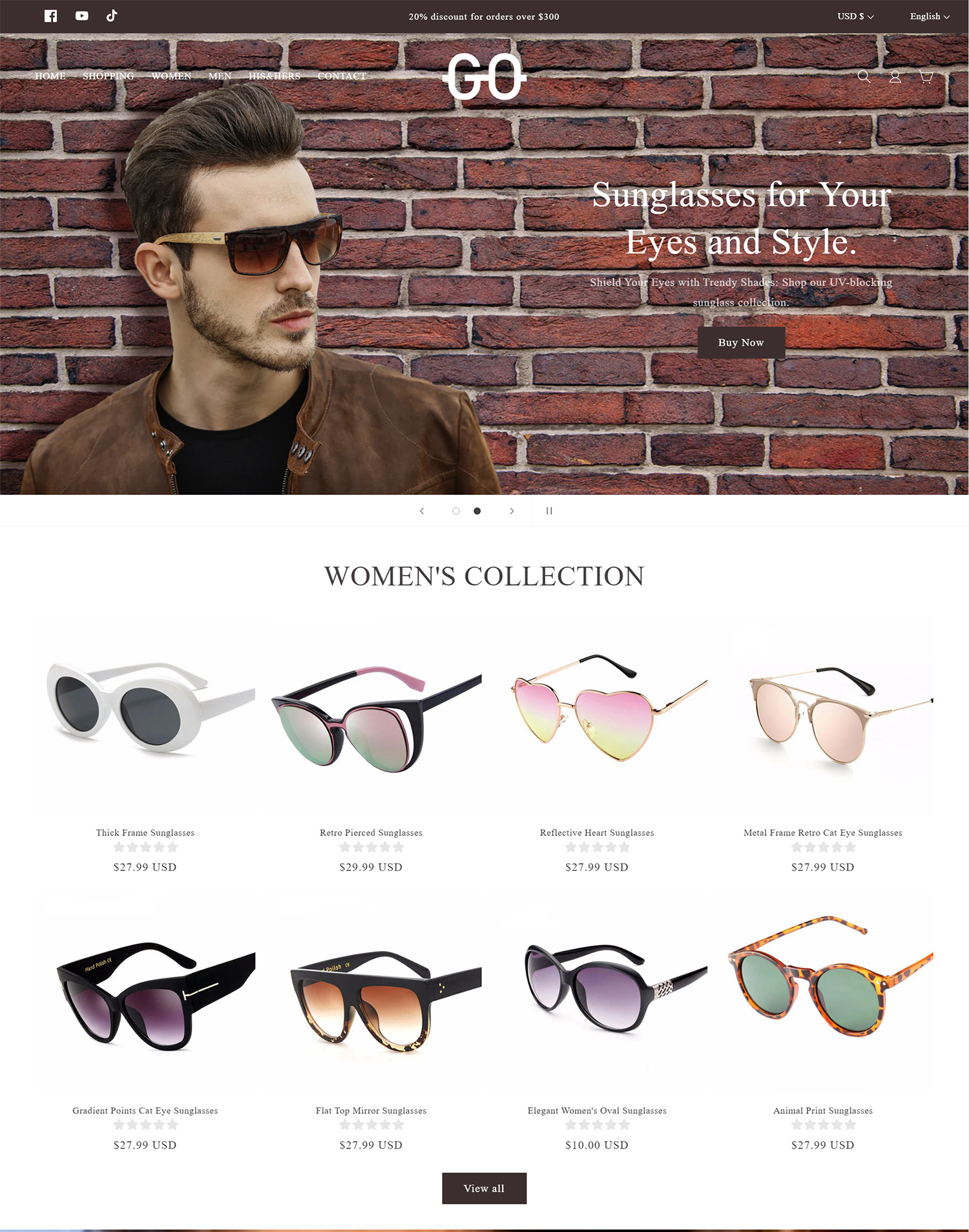 shopify太阳眼镜风格sunglasses
